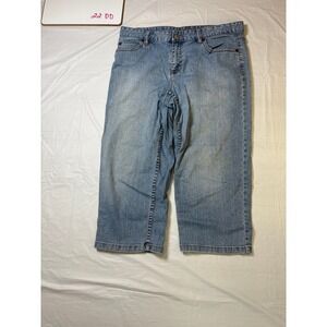 Liz Claiborne Boyfriend Fit Cropped Jeans Womens Size 8 Light Wash Distressed